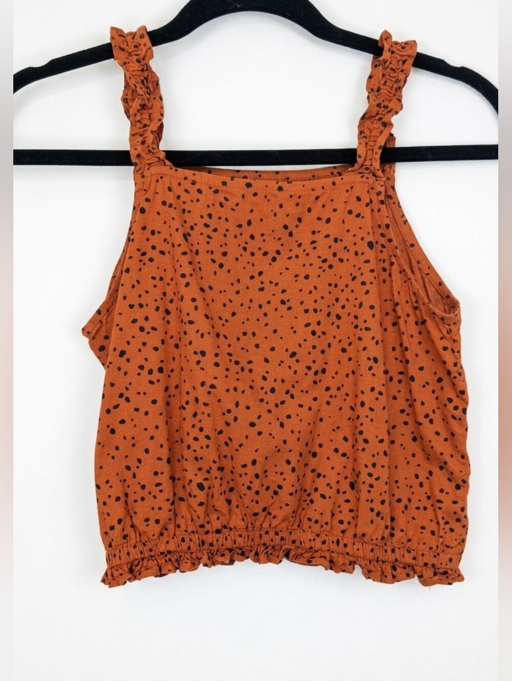 H&M Rust Orange Polka Dot Ruffle Strap Tank Kids 12-13 Years